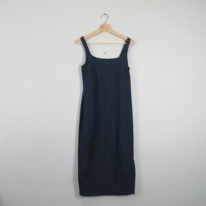 Beyond Yoga Spacedye Icon Midi Dress L Blue Square Neck Sleeveless Slit 322